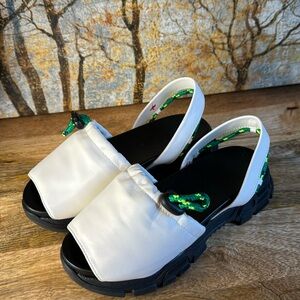 NWOT Goya white/green laces Sporty platform sandals size 36 (5.5-6 US)